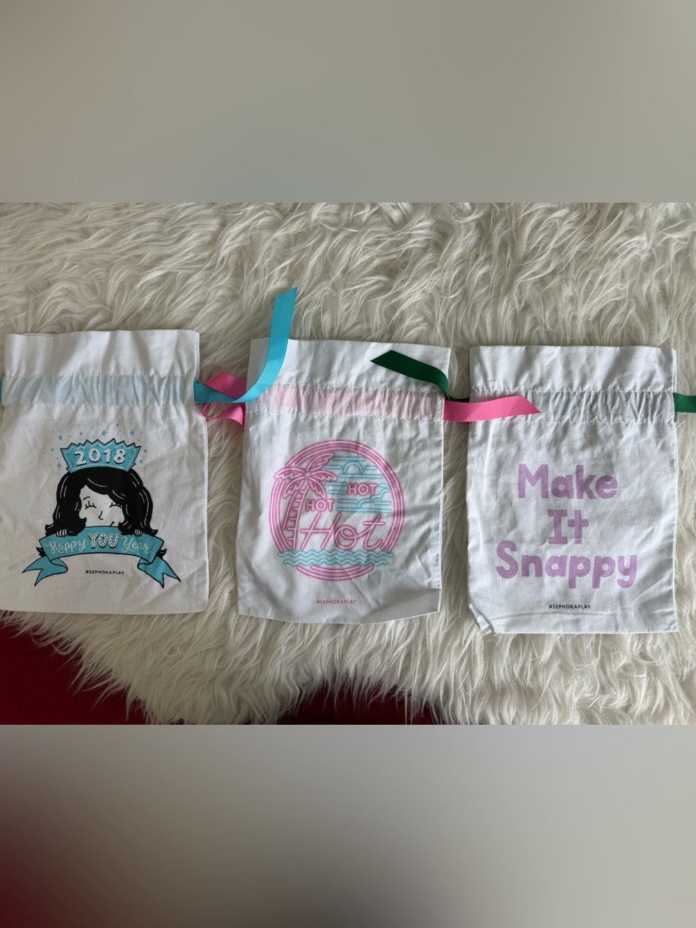 Set of 9 Sephora PLAY! Drawstring Makeup & Travel Bags
